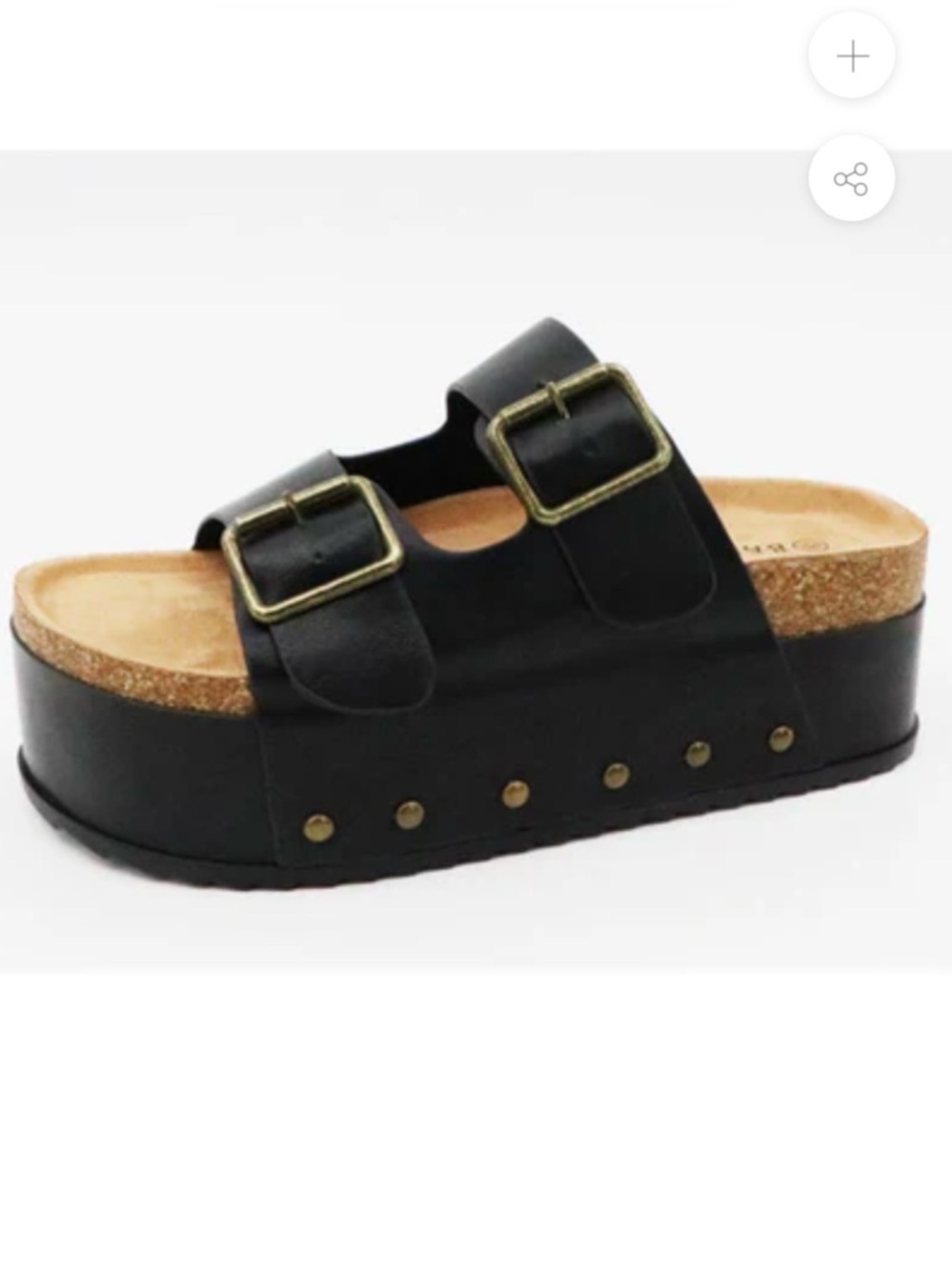 Black Double Buckle Platform Sandal